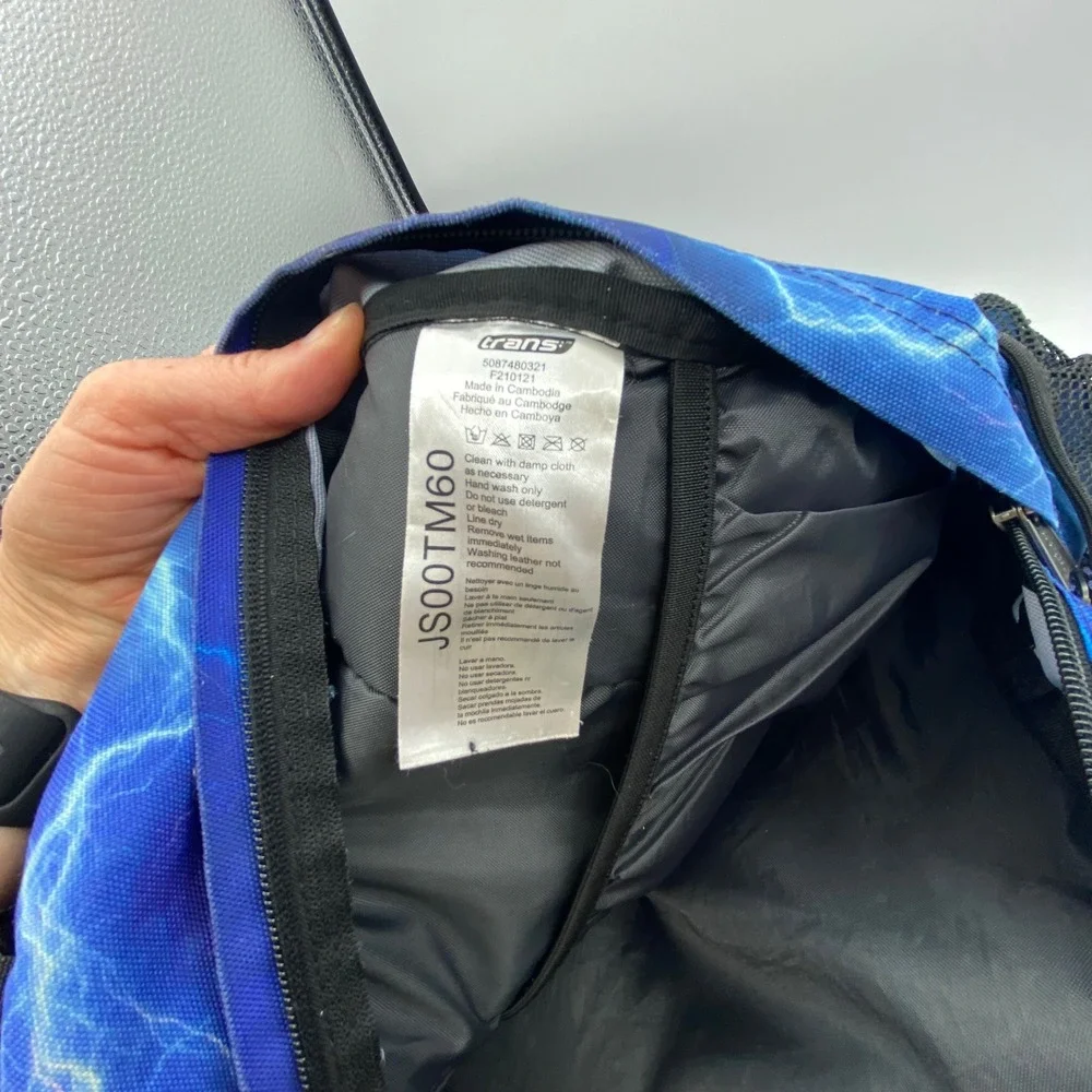 Trans by JanSport Backpack Blue Purple Lightning Bolt‎ JS00TM60 School Y2K Retro